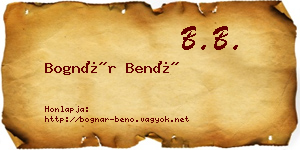Bognár Benő névjegykártya