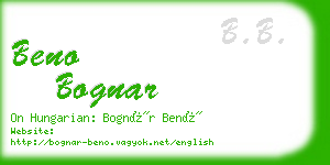 beno bognar business card